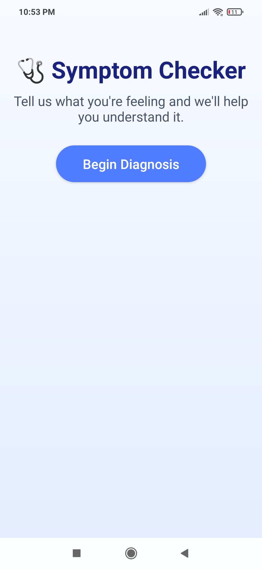 AI-powered symptom diagnosis interface